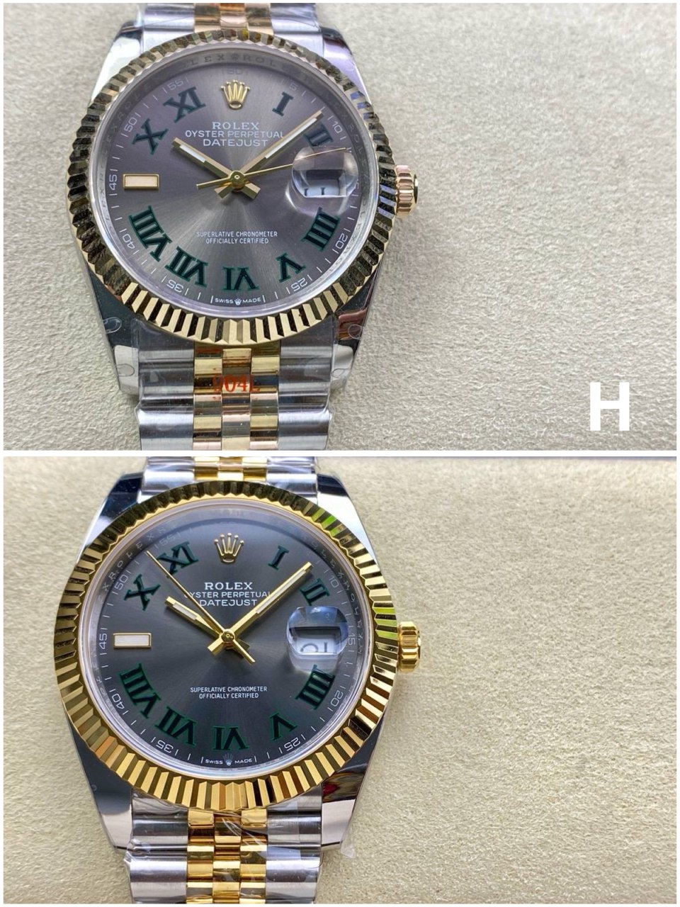 Rolex Datejust Wimbledon двухтонный — ручная сборка Ханса (метка H на фото)
